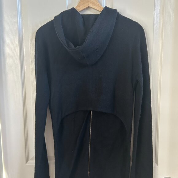 Thakoon Hoodie Womans SZ4/S Black Italian Wool Knit Full Zip Crop Back - Picture 6 of 9
